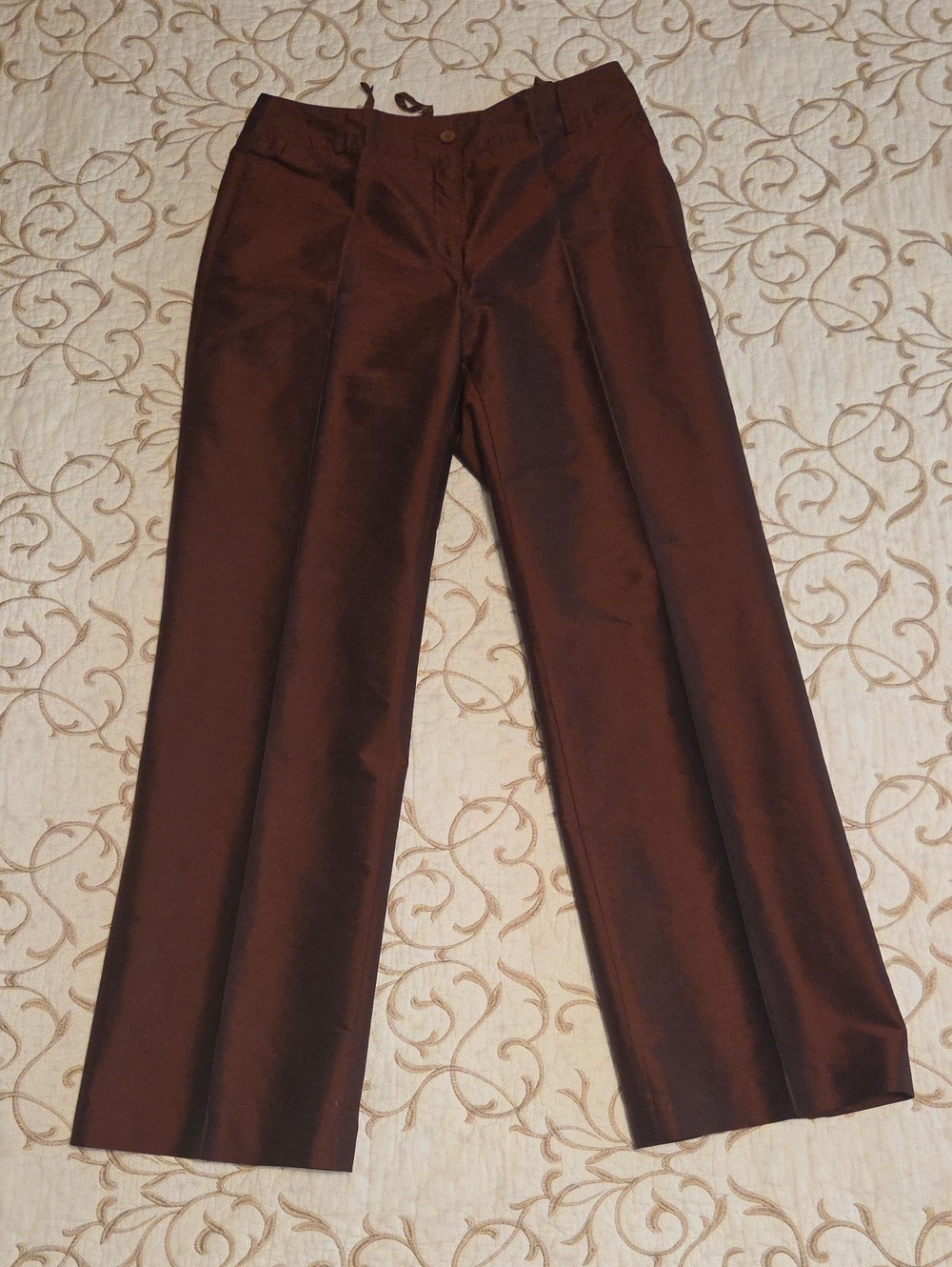 Apanage Wide-Leg Trousers in Dark Brown (100% Silk)